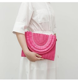 Straw Shoulder Bag Summer Beach Handmade Bag Straw Crossbody Bag Woven Envelope Wallet with Adjustable Strap 01-hot Pink $10....