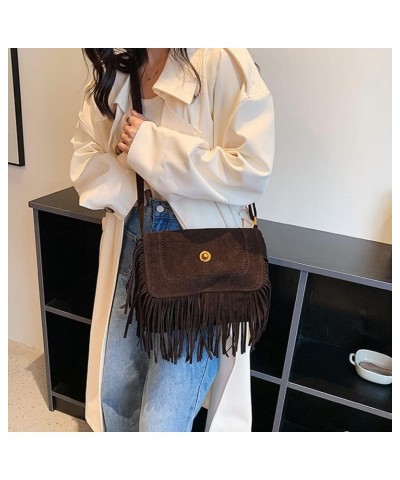 Fringe Crossbody Bag for Women Vintage Messenger Bag Suede Hobo Purse Flap Satchel Shoulder Bag Bohemian Handbag Coffee $36.6...