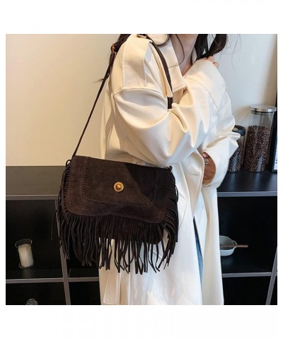 Fringe Crossbody Bag for Women Vintage Messenger Bag Suede Hobo Purse Flap Satchel Shoulder Bag Bohemian Handbag Coffee $36.6...