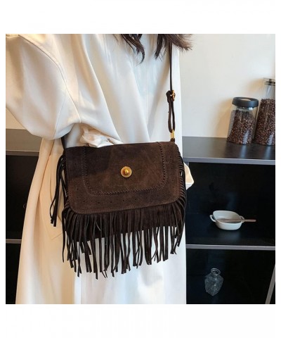 Fringe Crossbody Bag for Women Vintage Messenger Bag Suede Hobo Purse Flap Satchel Shoulder Bag Bohemian Handbag Coffee $36.6...