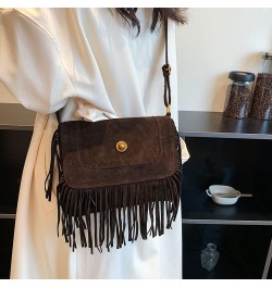 Fringe Crossbody Bag for Women Vintage Messenger Bag Suede Hobo Purse Flap Satchel Shoulder Bag Bohemian Handbag Coffee $36.6...