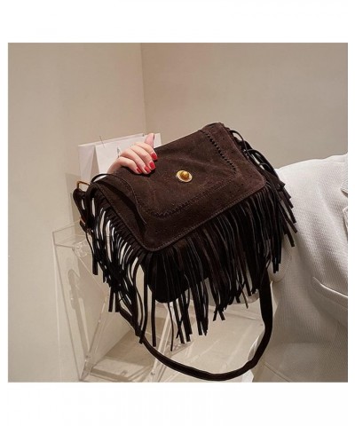 Fringe Crossbody Bag for Women Vintage Messenger Bag Suede Hobo Purse Flap Satchel Shoulder Bag Bohemian Handbag Coffee $36.6...