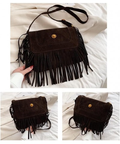 Fringe Crossbody Bag for Women Vintage Messenger Bag Suede Hobo Purse Flap Satchel Shoulder Bag Bohemian Handbag Coffee $36.6...