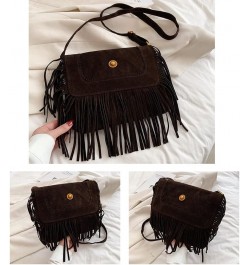 Fringe Crossbody Bag for Women Vintage Messenger Bag Suede Hobo Purse Flap Satchel Shoulder Bag Bohemian Handbag Coffee $36.6...