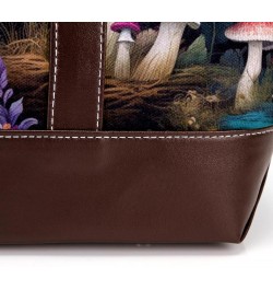 Mushrooms Canvas Leather Mix Crossbody Bag - 13.3x4.7x12.2 in - Stylish and Spacious Shoulder Handbag $22.08 Crossbody Bags