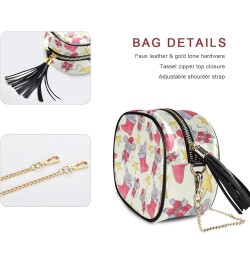 Women's Watercolor Gnomes PU Leather Crossbody Bag Shoulder Purse with Tassel Multi 02 $12.95 Shoulder Bags