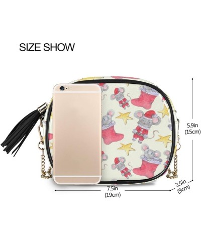 Women's Watercolor Gnomes PU Leather Crossbody Bag Shoulder Purse with Tassel Multi 02 $12.95 Shoulder Bags