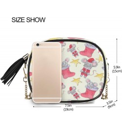 Women's Watercolor Gnomes PU Leather Crossbody Bag Shoulder Purse with Tassel Multi 02 $12.95 Shoulder Bags