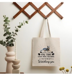 Gift for Blue Heeler Lovers Inspirational Saying Every Step You Take Every Move You Make Natural White Multicolor Canvas Tote...