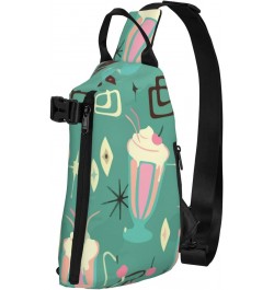 Crossbody Sling Backpack Retro-Milkshakes-Summer Travel Hiking Chest Daypack One Strap Shoulder Bag $17.22 Crossbody Bags