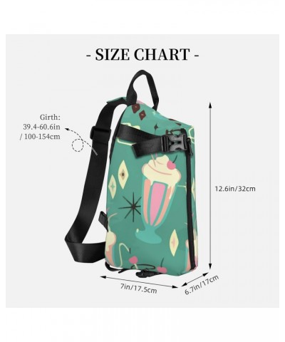 Crossbody Sling Backpack Retro-Milkshakes-Summer Travel Hiking Chest Daypack One Strap Shoulder Bag $17.22 Crossbody Bags