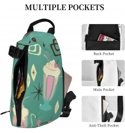 Crossbody Sling Backpack Retro-Milkshakes-Summer Travel Hiking Chest Daypack One Strap Shoulder Bag $17.22 Crossbody Bags