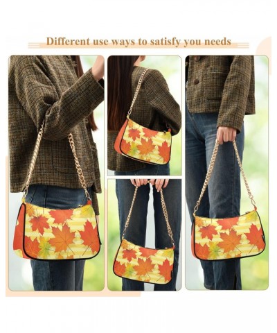 Yellow Maple Leaves Autumn Shoulder Bag for Women Hobo Bags Small Chain Shoulder Bags Clutch Handbag Tote Crossbody Bag Purse...