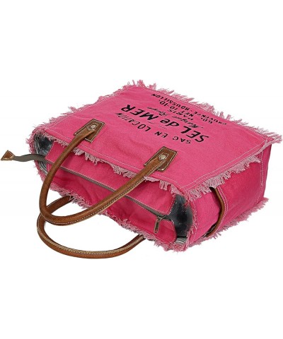 CLA Bags Sel De Mer Upcycled Canvas Hand Bag Upcycled Canvas & Cowhide Tote Bag, Upcycled Canvas & Cowhide Leather Bag Pink $...