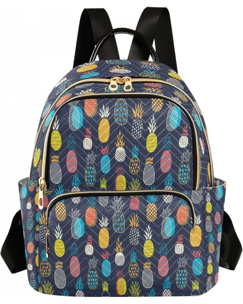 Fashion Backpack Mini Backpack Purse Casual Daily Backpack Colorful Pineapple for Travel for College Work Medium $19.37 Backp...