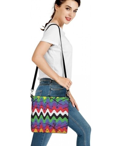 Cute Shoulder Bag Hobo Handbag for Women Purse Leather Top Handle Bags Colorful Wave and Music Note $20.51 Hobo Bags