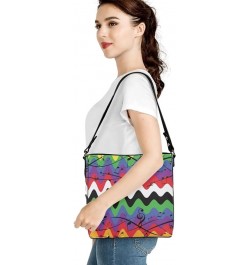 Cute Shoulder Bag Hobo Handbag for Women Purse Leather Top Handle Bags Colorful Wave and Music Note $20.51 Hobo Bags