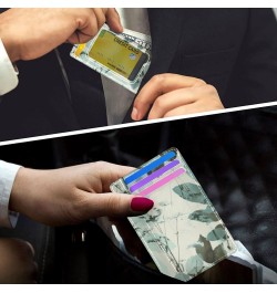 Art Vintage Leaves Slim Minimalist Wallet Front Pocket Wallets PU Leather Rfid Blocking Card Wallets for Men Women $9.71 Wallets