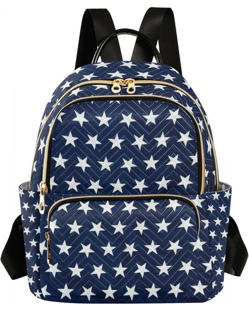 4th of July Women Backpack Patriotic Navy White Star Anti-Theft Travel Backpack Lightweight Handbag Roomy Weekend Bag Everyda...