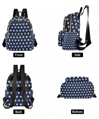 4th of July Women Backpack Patriotic Navy White Star Anti-Theft Travel Backpack Lightweight Handbag Roomy Weekend Bag Everyda...