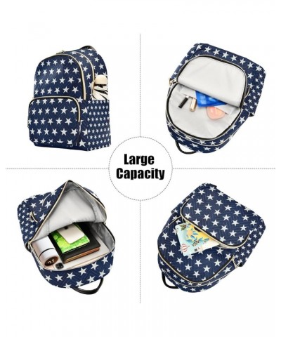 4th of July Women Backpack Patriotic Navy White Star Anti-Theft Travel Backpack Lightweight Handbag Roomy Weekend Bag Everyda...