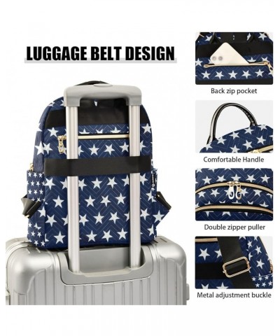 4th of July Women Backpack Patriotic Navy White Star Anti-Theft Travel Backpack Lightweight Handbag Roomy Weekend Bag Everyda...