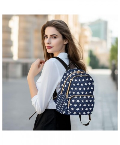 4th of July Women Backpack Patriotic Navy White Star Anti-Theft Travel Backpack Lightweight Handbag Roomy Weekend Bag Everyda...