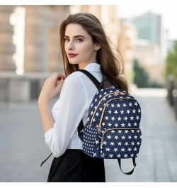 4th of July Women Backpack Patriotic Navy White Star Anti-Theft Travel Backpack Lightweight Handbag Roomy Weekend Bag Everyda...