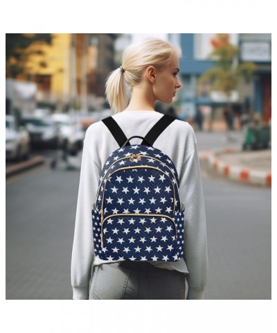 4th of July Women Backpack Patriotic Navy White Star Anti-Theft Travel Backpack Lightweight Handbag Roomy Weekend Bag Everyda...