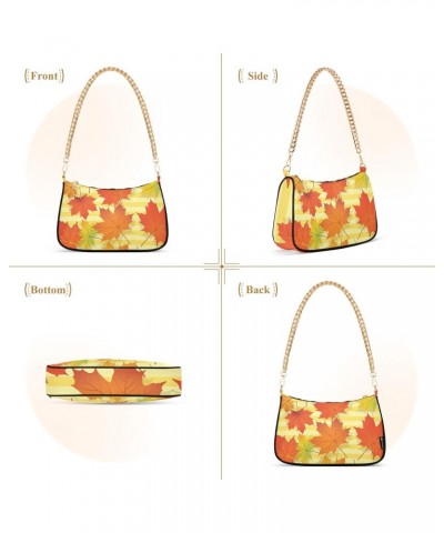 Yellow Maple Leaves Autumn Shoulder Bag for Women Hobo Bags Small Chain Shoulder Bags Clutch Handbag Tote Crossbody Bag Purse...