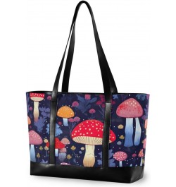 Blue Mushrooms Tote Bag for Women Big Capacity Shoulder Bag Fashion Tote Bags Large Purses Handbag for Office Travel Gift $17...