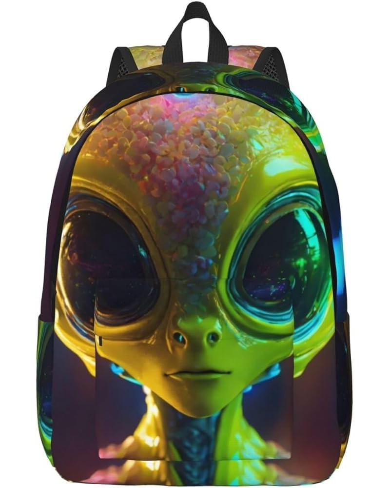 Alien Planet Print Casual Double Shoulder Daypack,Anti-Theft Travel Canvas Backpack For Men And Women Black Small $20.68 Back...