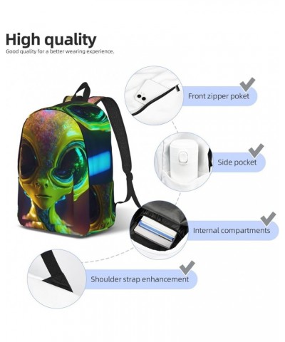 Alien Planet Print Casual Double Shoulder Daypack,Anti-Theft Travel Canvas Backpack For Men And Women Black Small $20.68 Back...