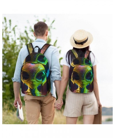 Alien Planet Print Casual Double Shoulder Daypack,Anti-Theft Travel Canvas Backpack For Men And Women Black Small $20.68 Back...