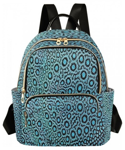 Backpack Purse for Women Blue Leopard Pattern Casual Shoulder Bag Small Backpack M Small $10.92 Backpacks