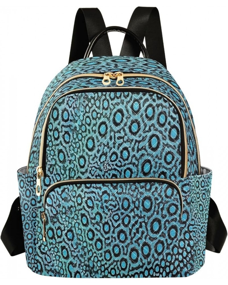 Backpack Purse for Women Blue Leopard Pattern Casual Shoulder Bag Small Backpack M Small $10.92 Backpacks