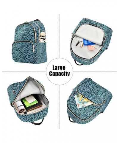 Backpack Purse for Women Blue Leopard Pattern Casual Shoulder Bag Small Backpack M Small $10.92 Backpacks