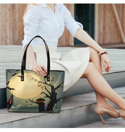 Leather Tote Bag for Women Fashion Shoulder Bag Purses and Handbags Large Capacity Satchel Bags for Work Travel Halloween Pum...