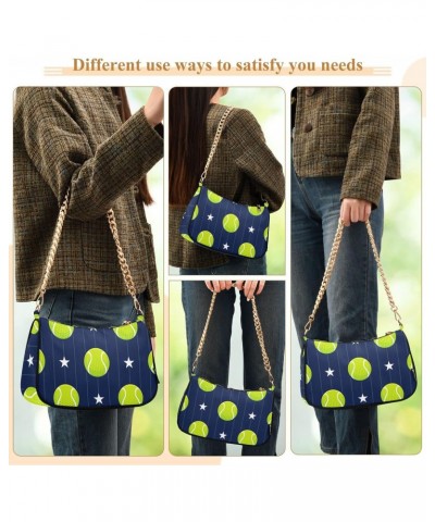 Tennis Sport Shoulder Bag for Women Fabric Crescent Handbag with Zipper Chain Clutch Purses for Girls Travel Party Concert Te...