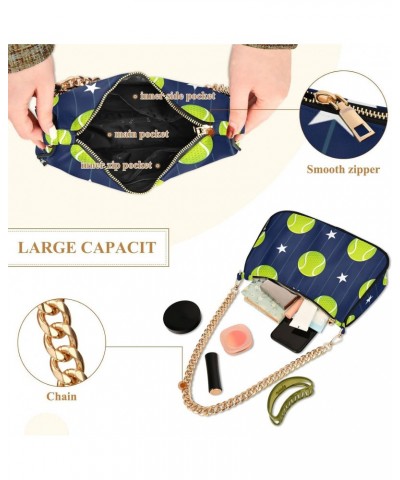 Tennis Sport Shoulder Bag for Women Fabric Crescent Handbag with Zipper Chain Clutch Purses for Girls Travel Party Concert Te...