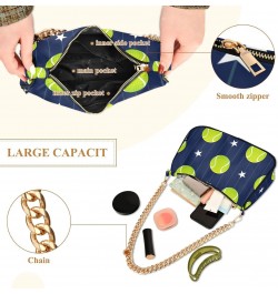 Tennis Sport Shoulder Bag for Women Fabric Crescent Handbag with Zipper Chain Clutch Purses for Girls Travel Party Concert Te...