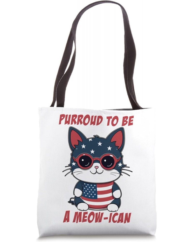 4th of July Cat Purroud To Be A Meow-ican, American Cat Mom Tote Bag $11.07 Totes