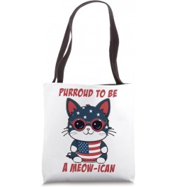 4th of July Cat Purroud To Be A Meow-ican, American Cat Mom Tote Bag $11.07 Totes