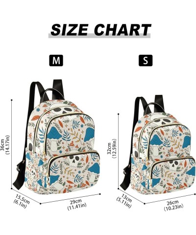 Skull and Mushrooms Retro Backpack for Women, Anti Theft Backpack Lightweight Small Travel Backpack Shoulder Bag Small(11.41'...