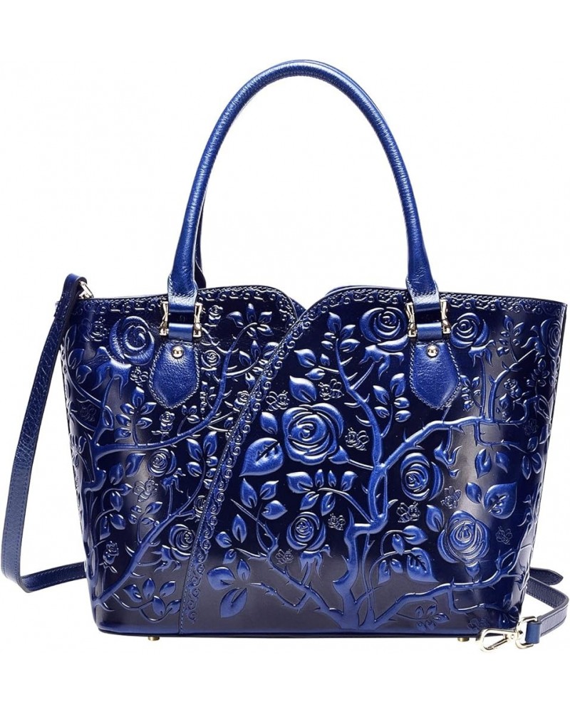 Designer Handbags For Women Floral Purses Top Handle Handbags Satchel Bags Blue $86.46 Satchels