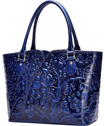 Designer Handbags For Women Floral Purses Top Handle Handbags Satchel Bags Blue $86.46 Satchels