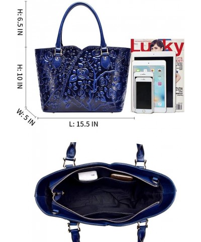 Designer Handbags For Women Floral Purses Top Handle Handbags Satchel Bags Blue $86.46 Satchels