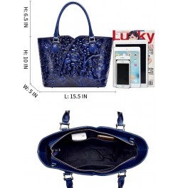 Designer Handbags For Women Floral Purses Top Handle Handbags Satchel Bags Blue $86.46 Satchels