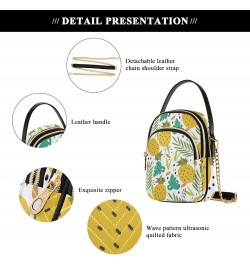 Tropical Pineapples Multi Pockets Crossbody Bags for Women Zip Cell Phone Purse Wallet Bag with Detachable Shoulder Strap Cro...