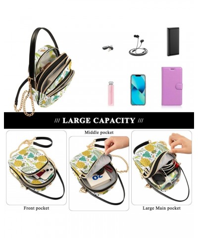 Tropical Pineapples Multi Pockets Crossbody Bags for Women Zip Cell Phone Purse Wallet Bag with Detachable Shoulder Strap Cro...